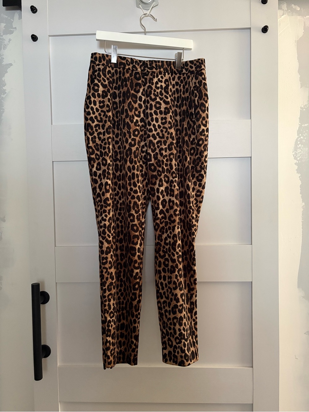 Michael Kors Leopard-Print Skinny Pull-On Pants - Brown/Black